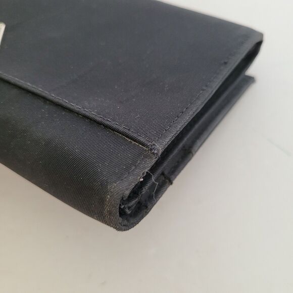 PRADA Vintage Tessuto Nero Black Nylon Leather Logo Plate Wallet Large Envelope - Picture 9 of 9